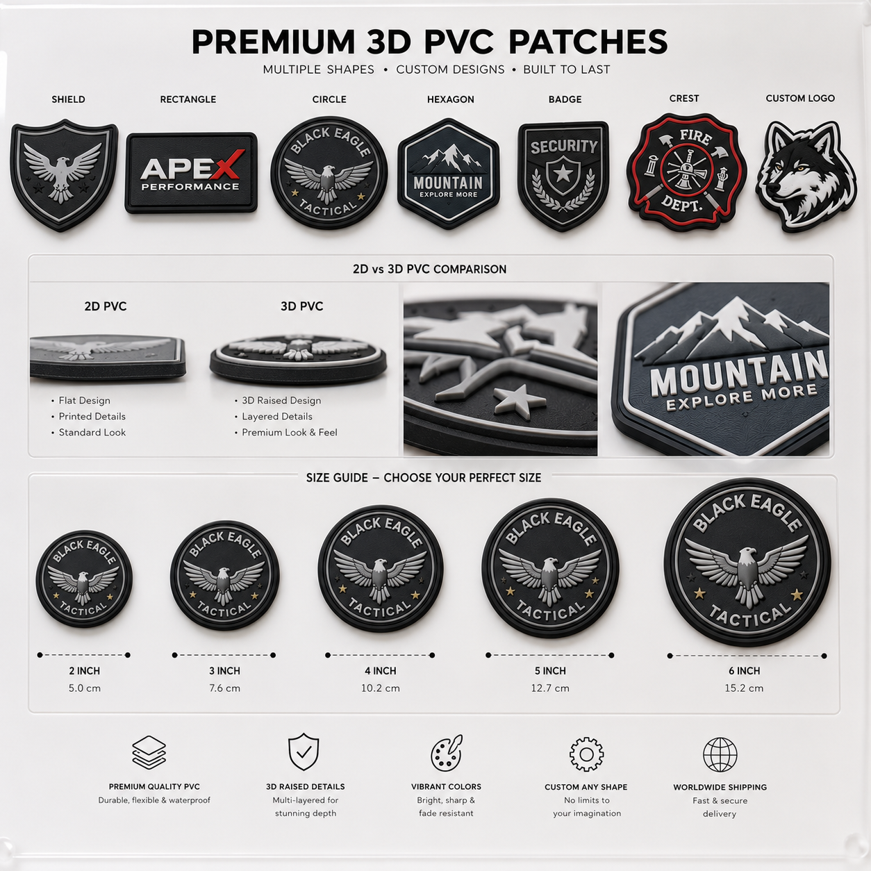 Custom 3D PVC Logo Patches | Premium Personalized Rubber Patches for Brands & Uniforms