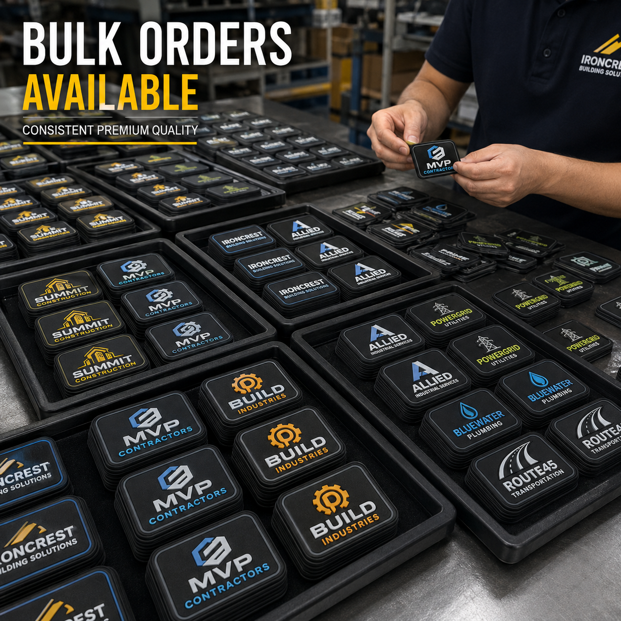 Custom Industrial Uniform PVC Patches | 3D Rubber Logo Patches for Workwear & Safety Uniforms