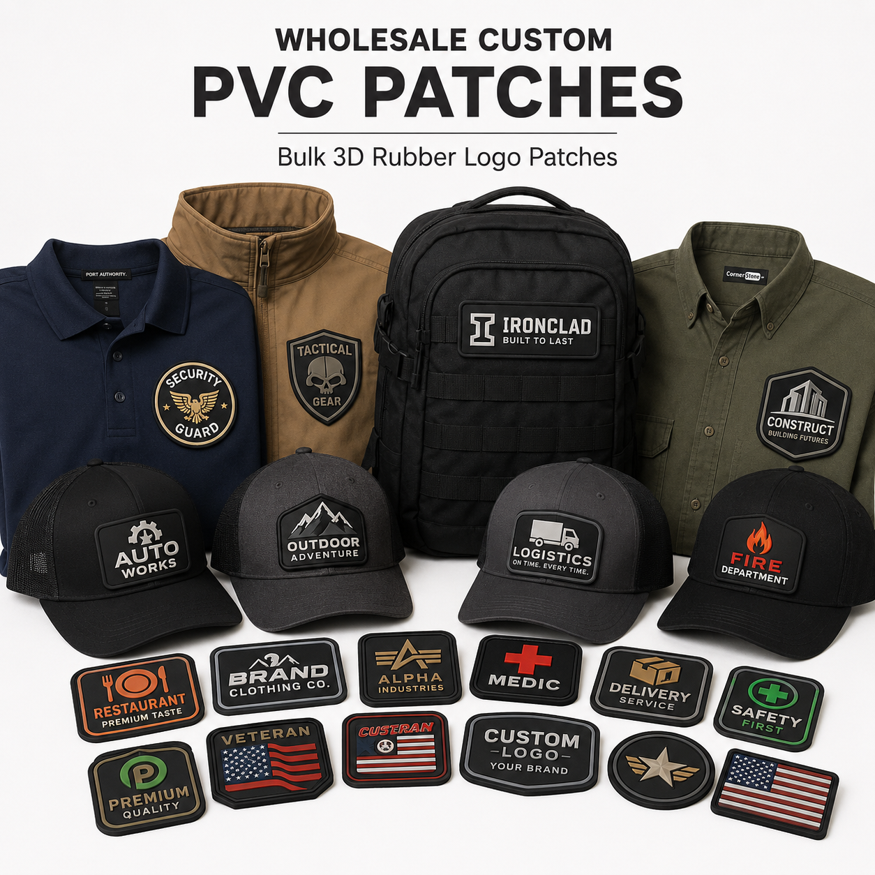 Wholesale Custom PVC Patches | Bulk 3D Rubber Logo Patches for Businesses, Brands & Uniforms
