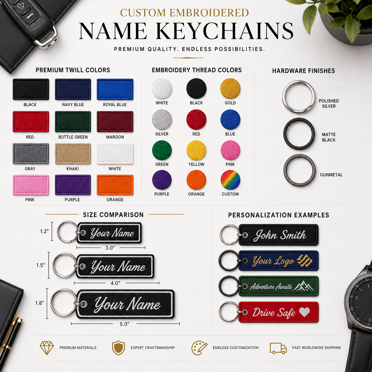 Personalized Name Keychains | Custom Embroidered Name & Logo Keychains for Gifts & Business