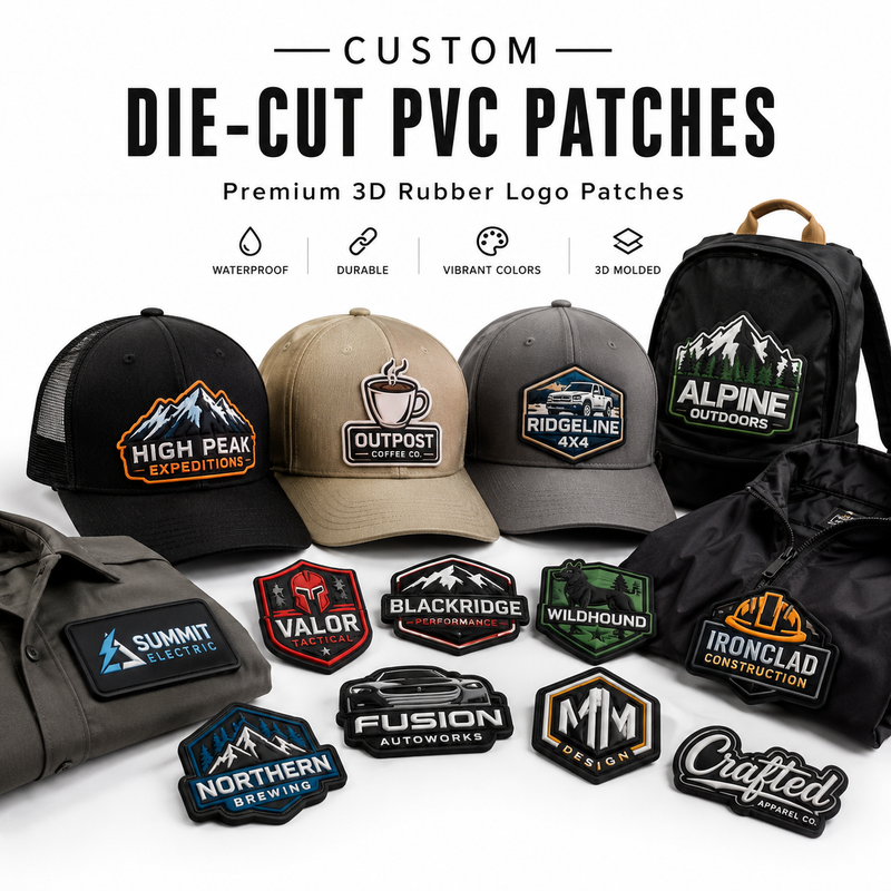 Custom Die-Cut PVC Patches | Premium 3D Rubber Logo Patches in Any Custom Shape