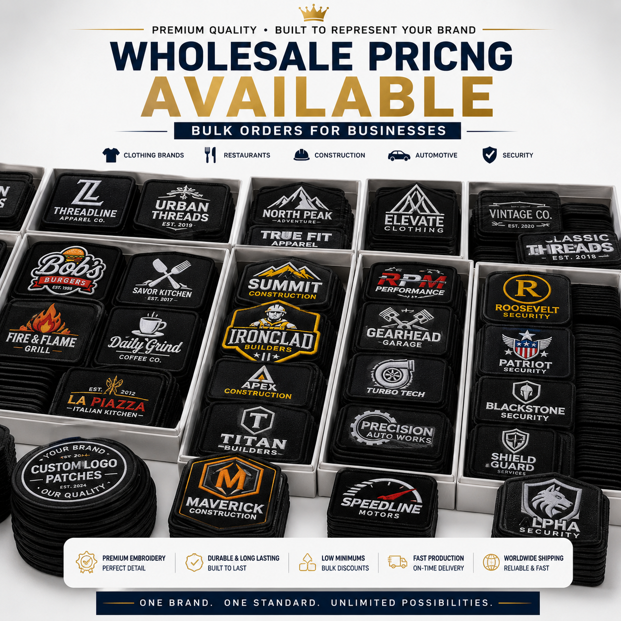 Custom Business Logo Patches | Professional Embroidered Patches for Workwear, Uniforms & Apparel