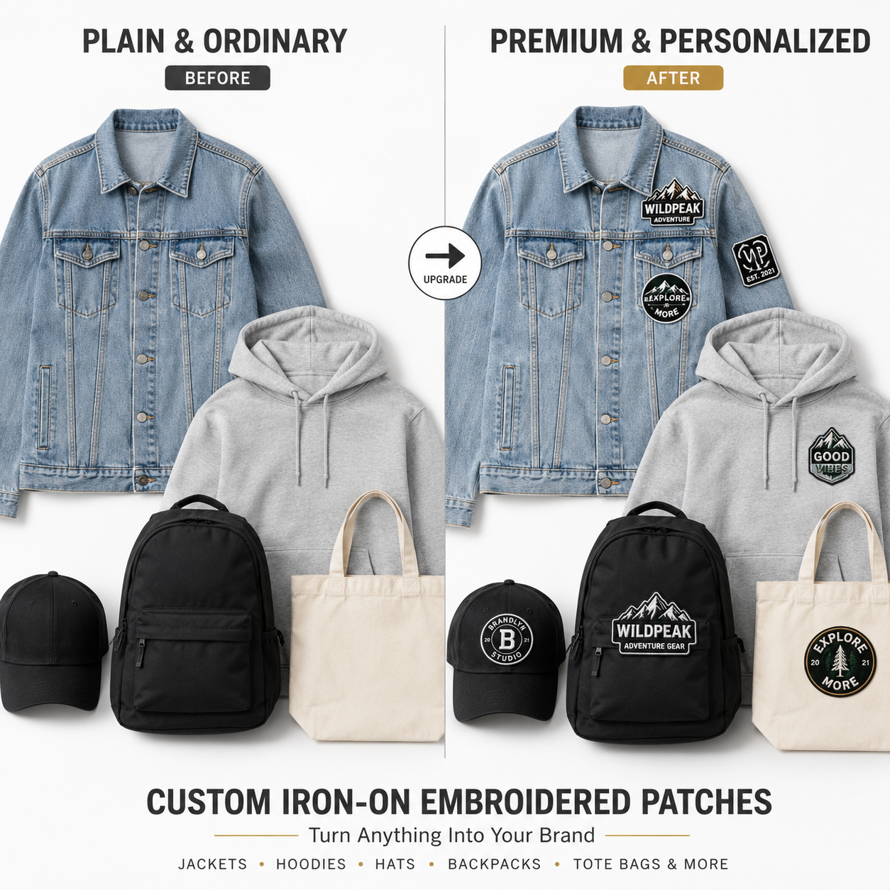 Custom Iron-On Embroidered Patches | Personalized Logo Patches for Clothing, Jackets, Hats & Bags