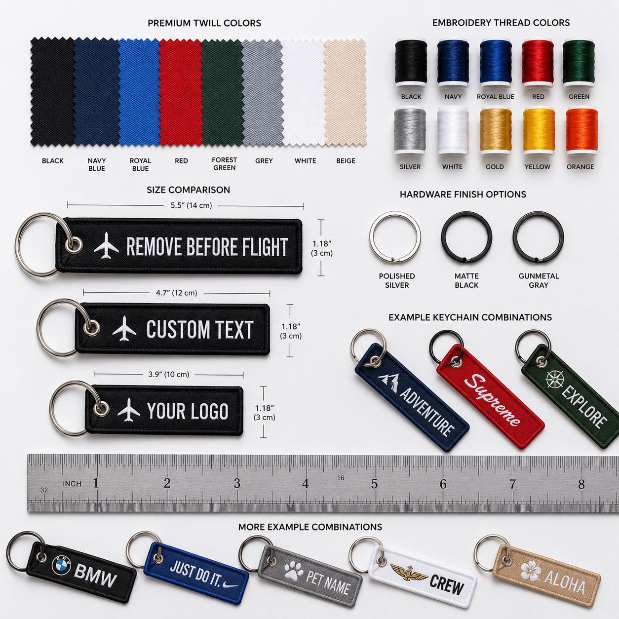 Made-to-Order Embroidered Keychains | Custom Logo, Name & Personalized Fabric Keychains