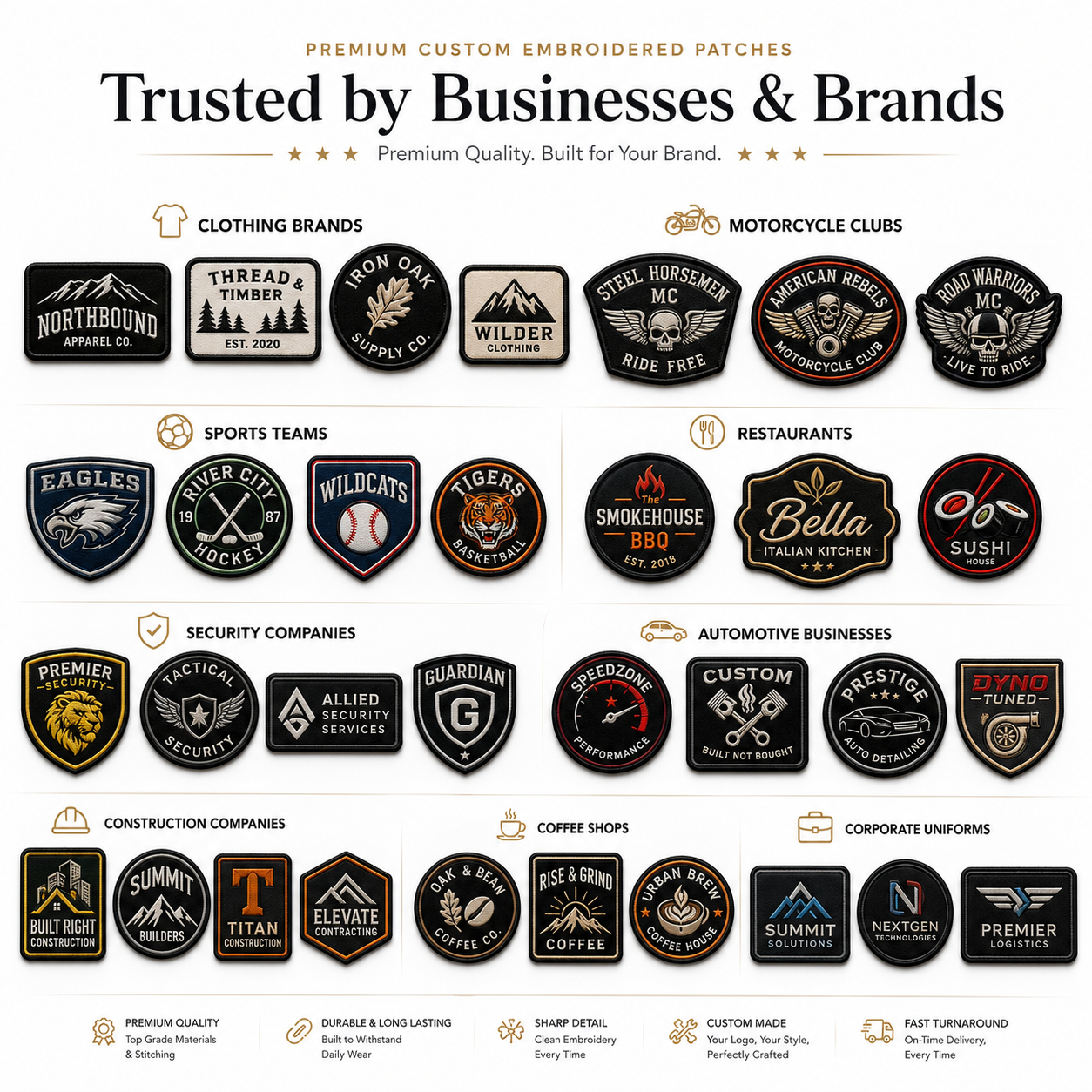 Custom Jacket & Hat Embroidered Patches | Premium Personalized Logo Patches for Caps & Apparel