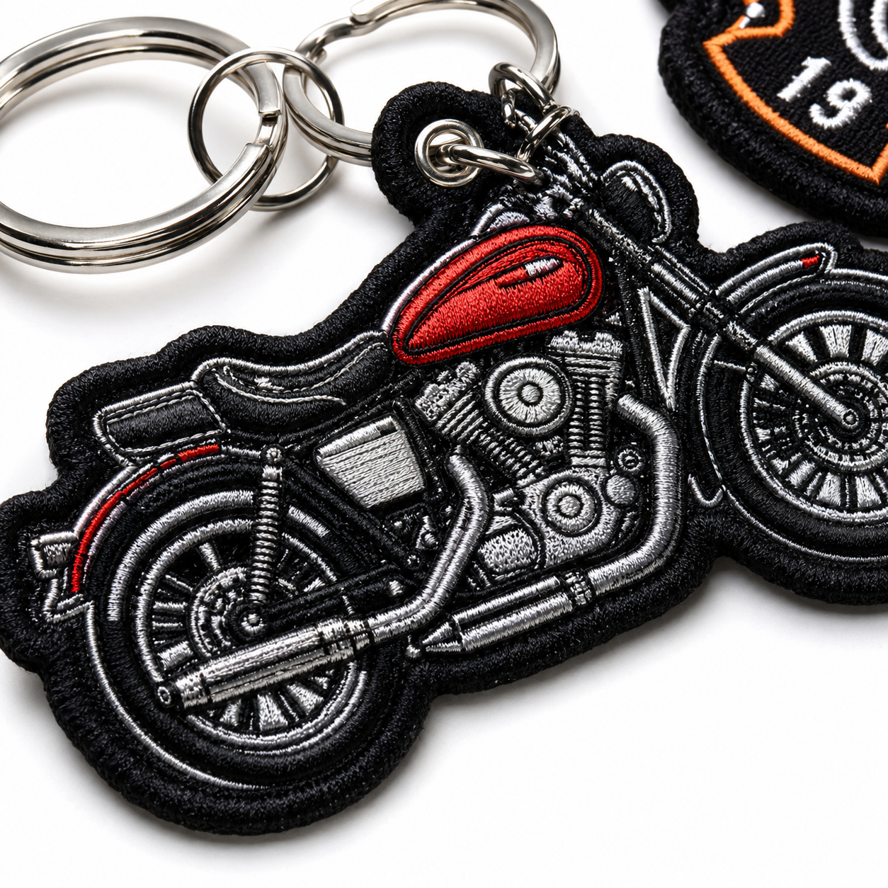 Custom Motorcycle Embroidered Keychains | Personalized Biker Logo & Motorcycle Club Keychains