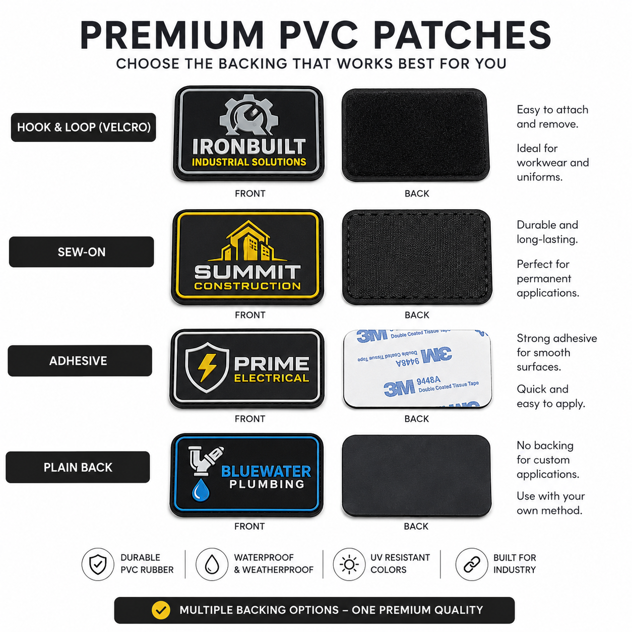 Custom Industrial Uniform PVC Patches | 3D Rubber Logo Patches for Workwear & Safety Uniforms