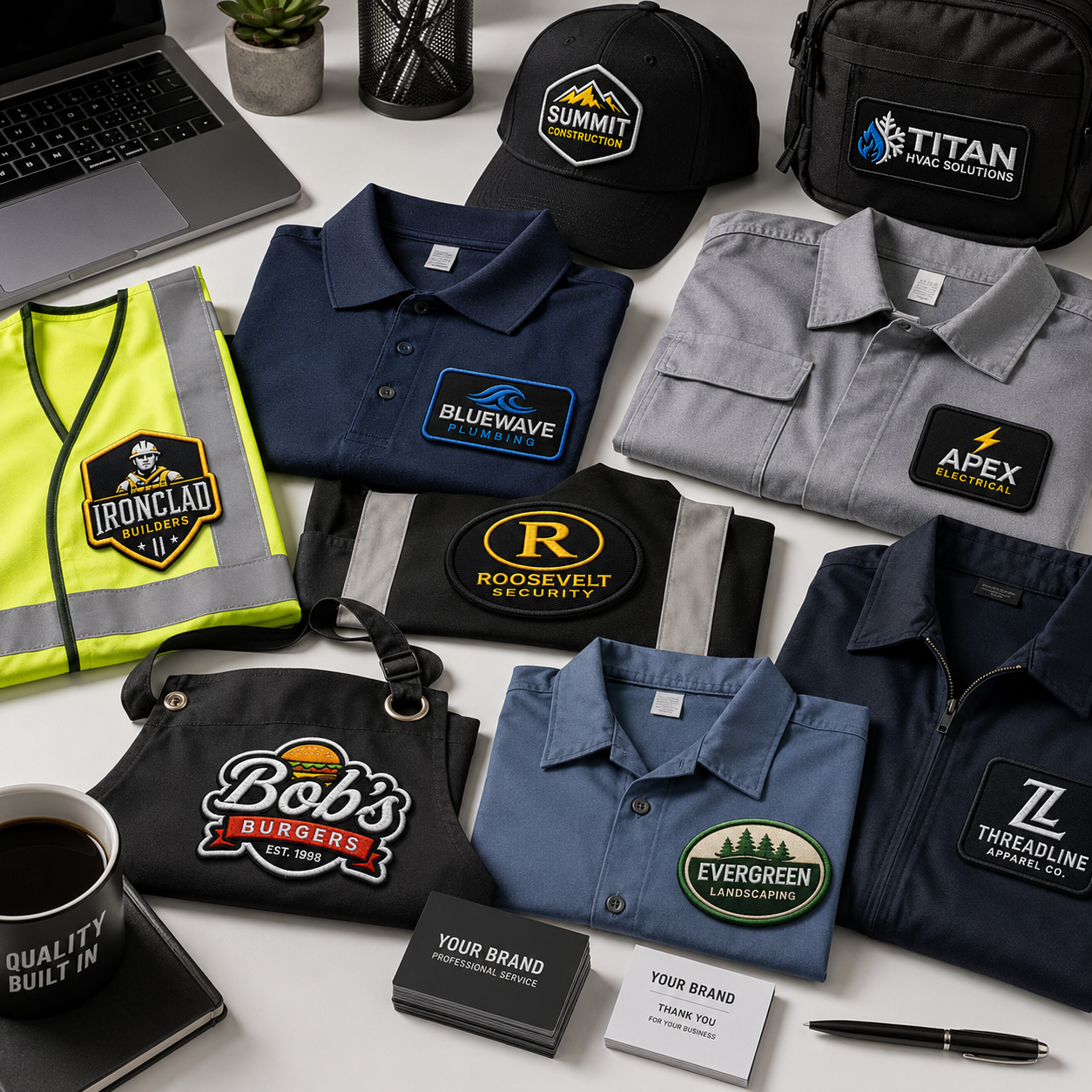 Custom Business Logo Patches | Professional Embroidered Patches for Workwear, Uniforms & Apparel