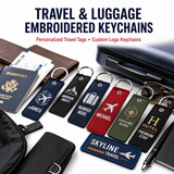 Travel & Luggage Embroidered Keychains | Personalized Travel Tags & Custom Logo Keychains