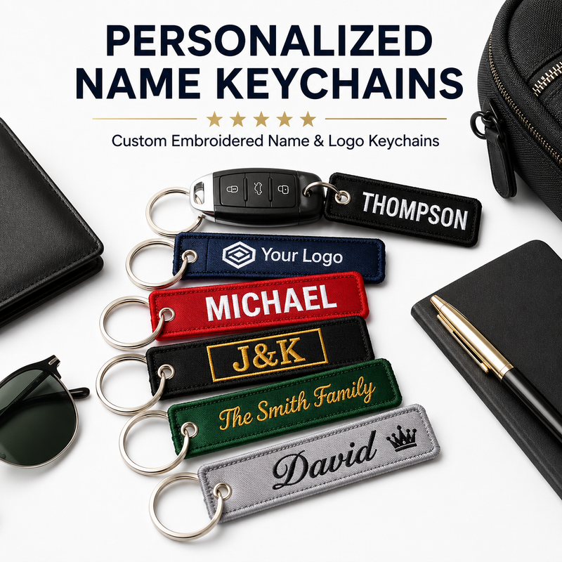 Personalized Name Keychains | Custom Embroidered Name & Logo Keychains for Gifts & Business