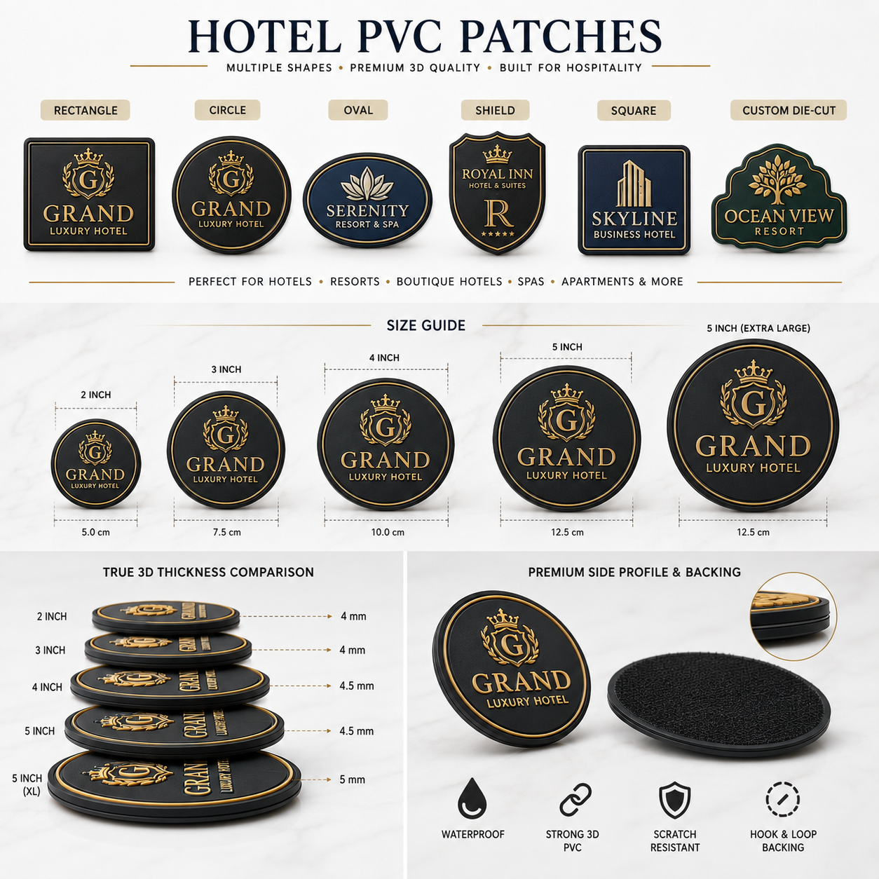 Hotel Uniform PVC Patches | Custom 3D Rubber Logo Patches for Hotels & Hospitality Staff