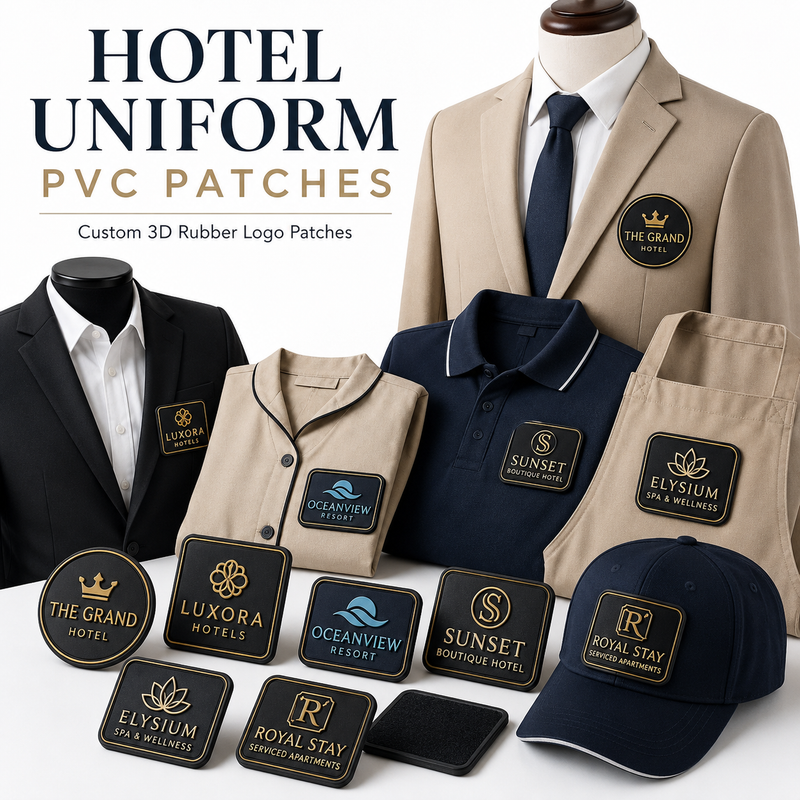 Hotel Uniform PVC Patches | Custom 3D Rubber Logo Patches for Hotels & Hospitality Staff