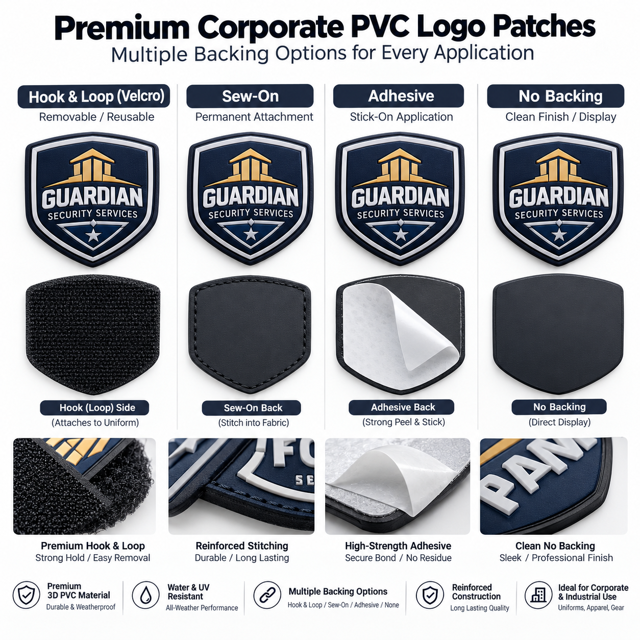 Corporate PVC Logo Patches | Custom 3D Rubber Logo Patches for Business Uniforms & Branding