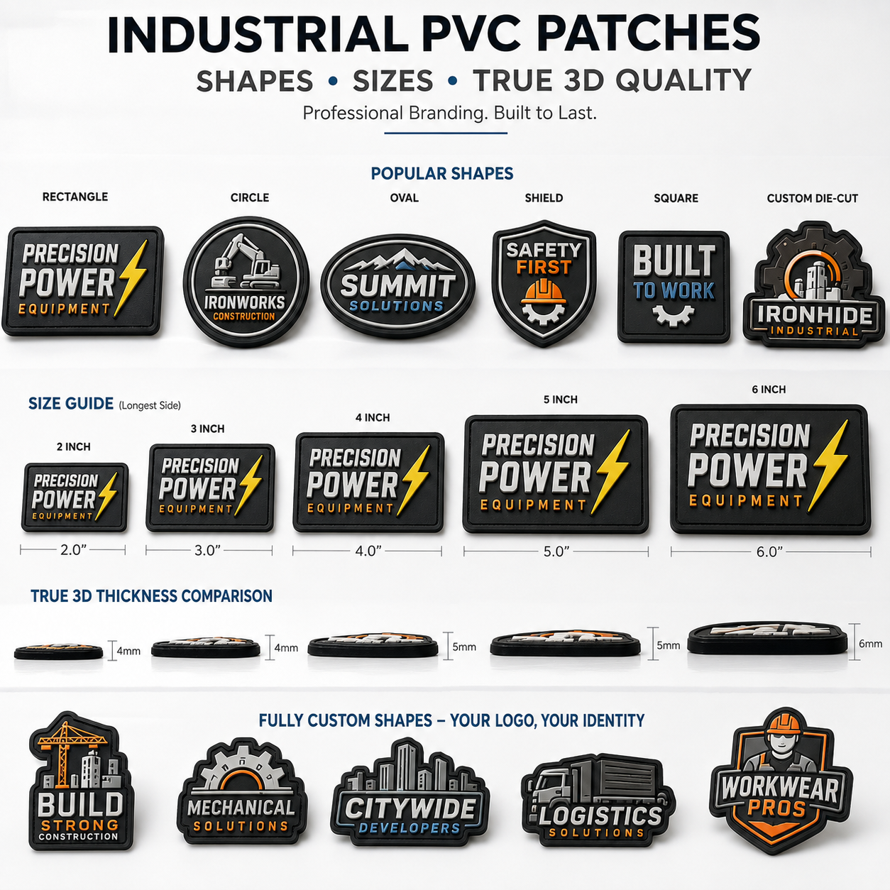 Custom Industrial Uniform PVC Patches | 3D Rubber Logo Patches for Workwear & Safety Uniforms